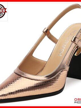 Women's Slingback Pumps 3.5 Inch Block Heel Pointed Toe Dress Shoes